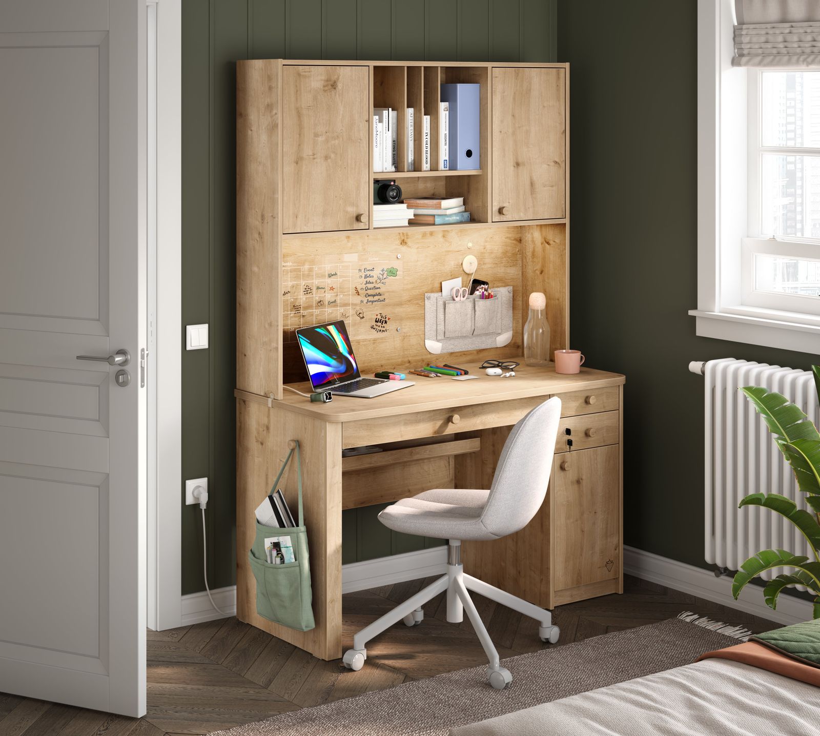 Mocha Large Study Desk With Unit by Cilek