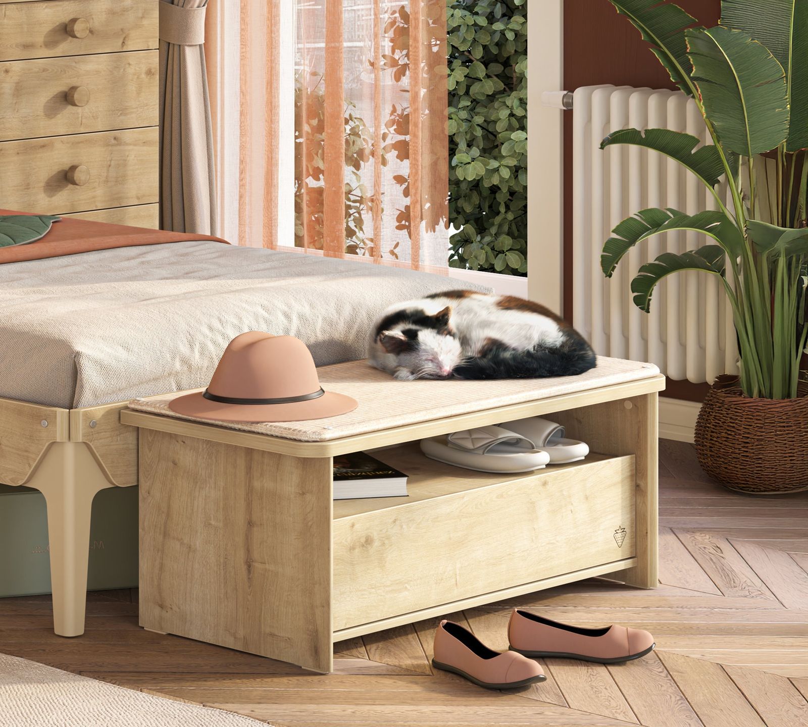 Mocha Ottoman With Drawer by Cilek