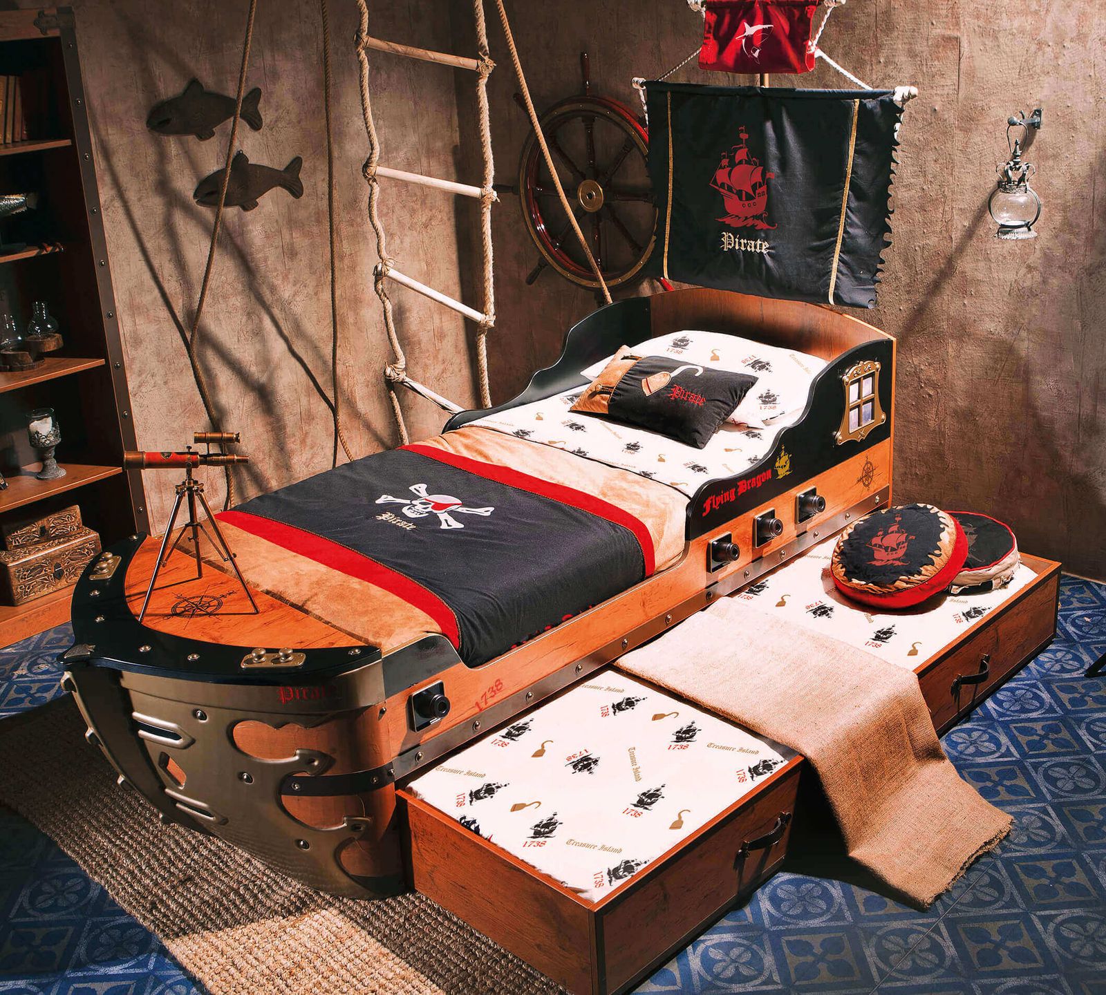 Pirate Pull-out Bed (90x180 cm) by Cilek
