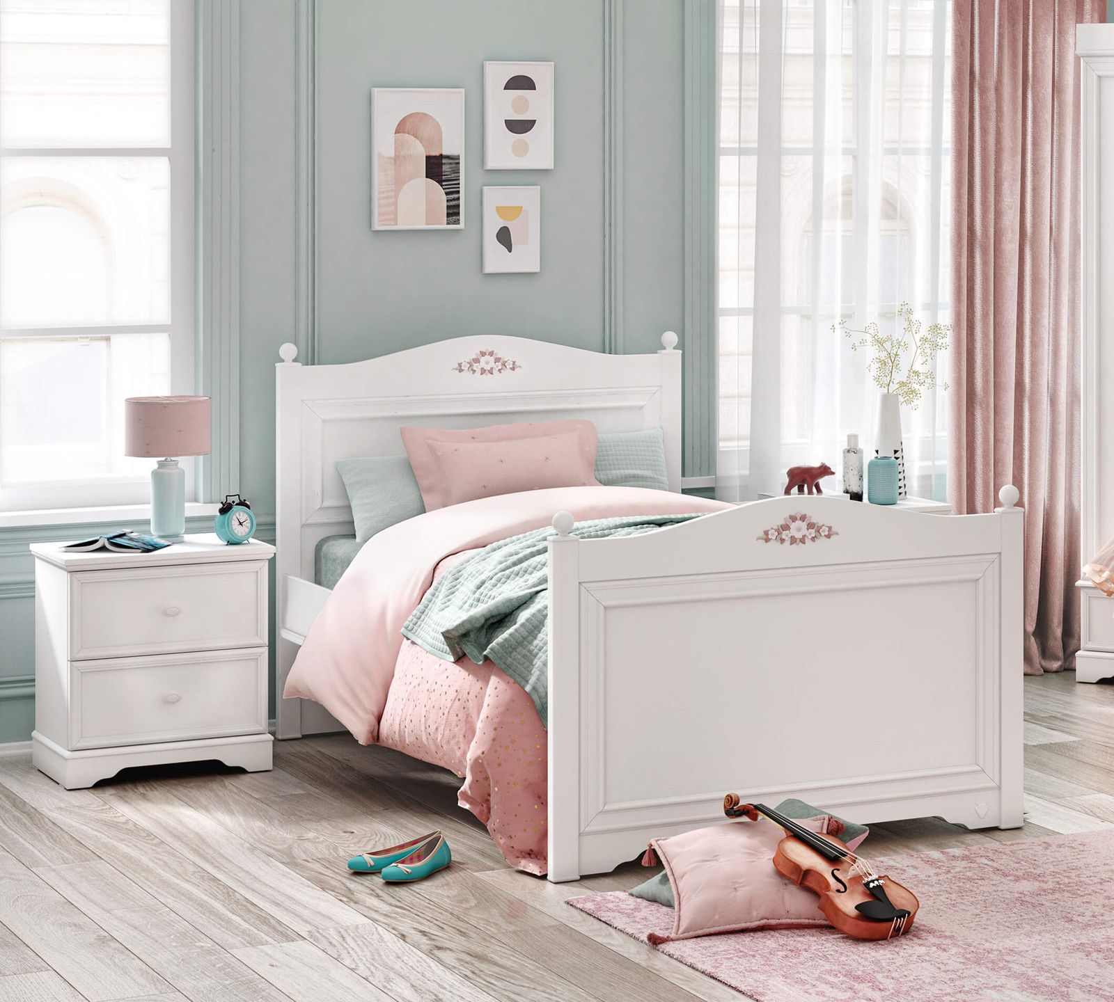 Rustic White Bed by Cilek