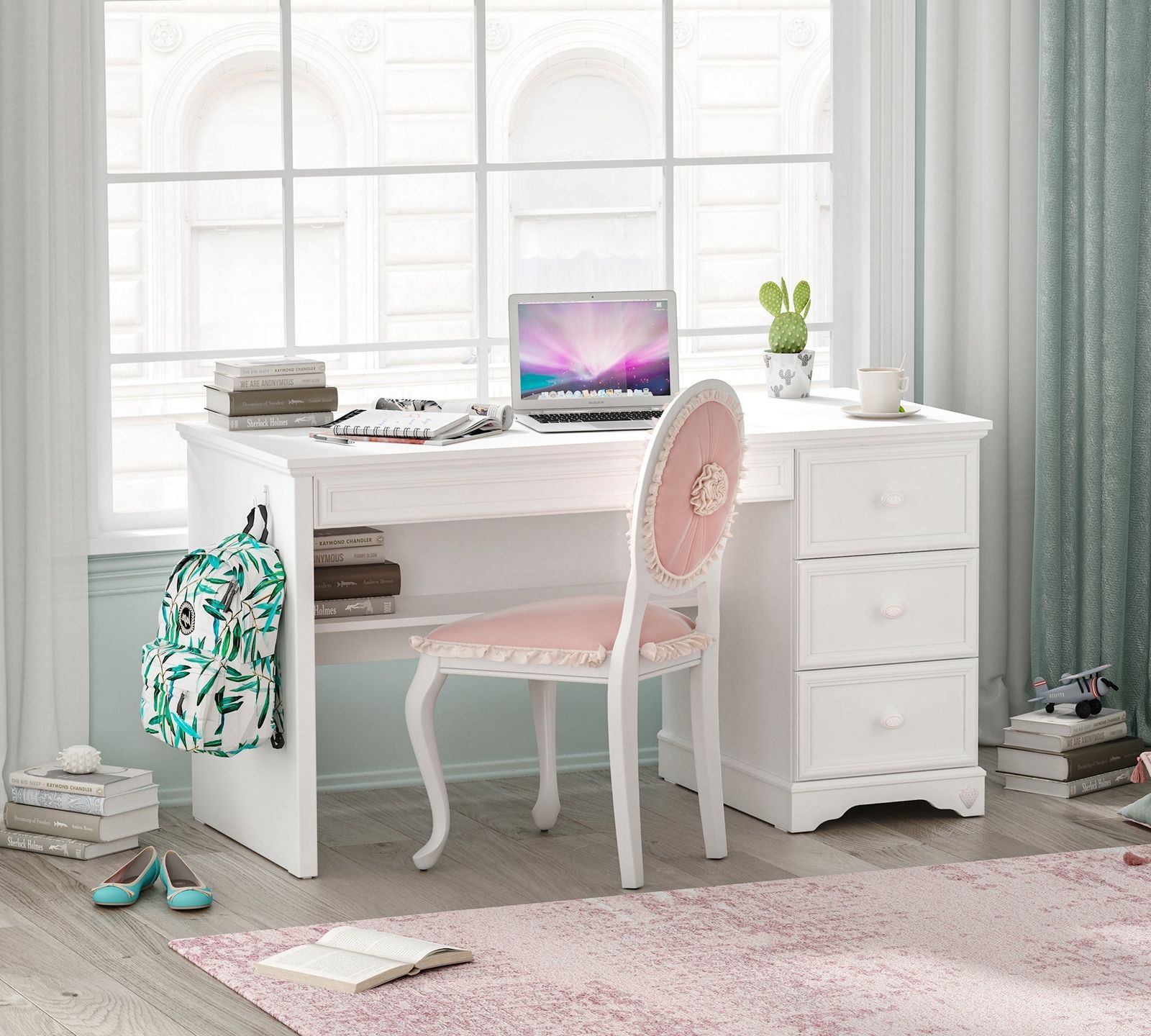 Rustic White Study Desk by Cilek