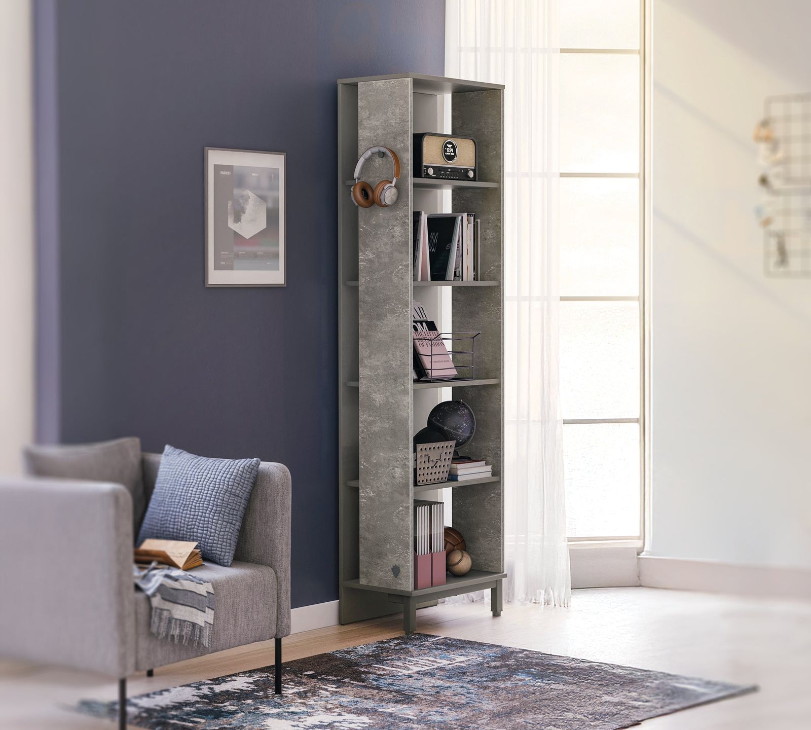 Space Gray Bookcase by Cilek