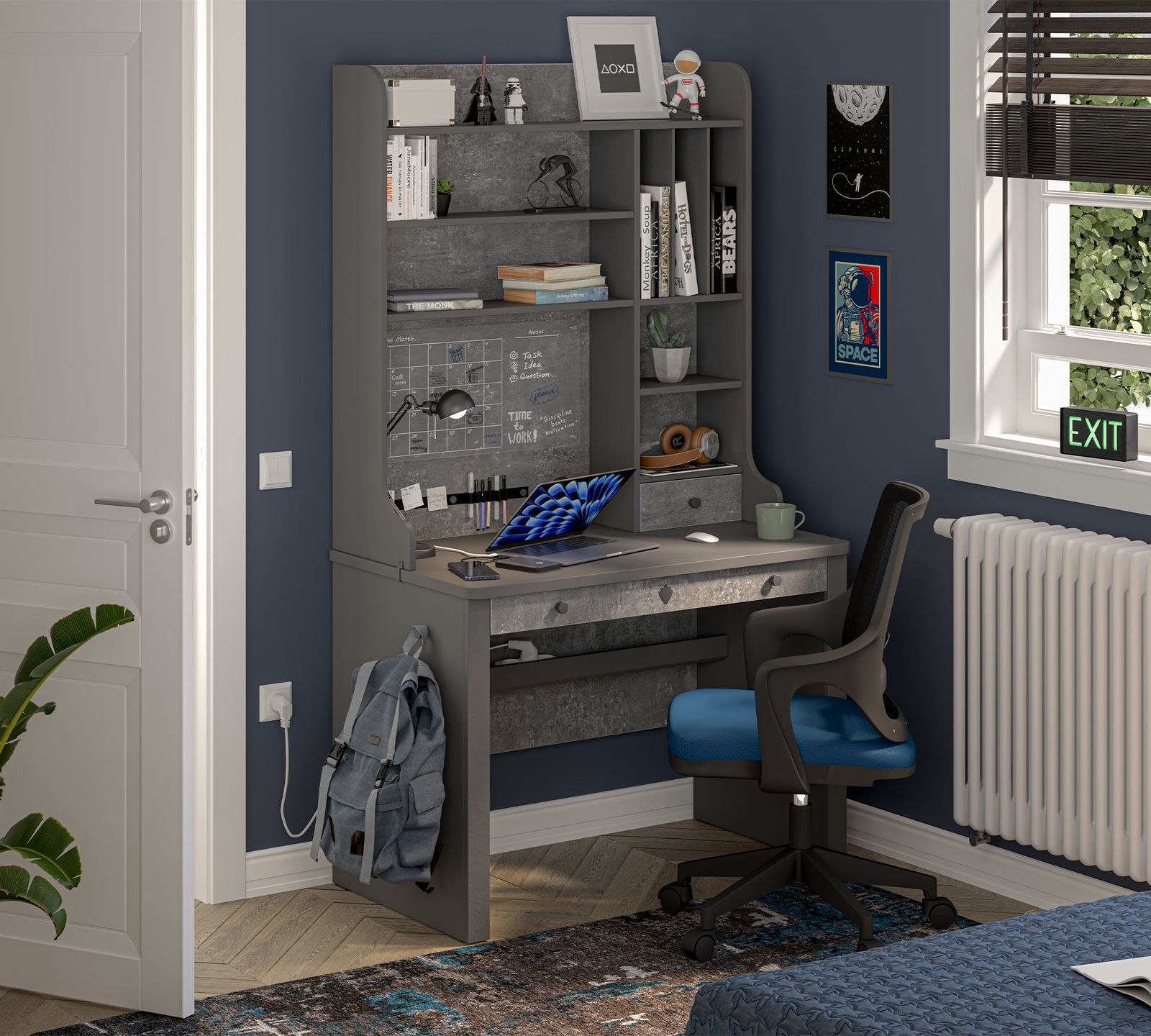 Space Gray Tall Study Unit by Cilek