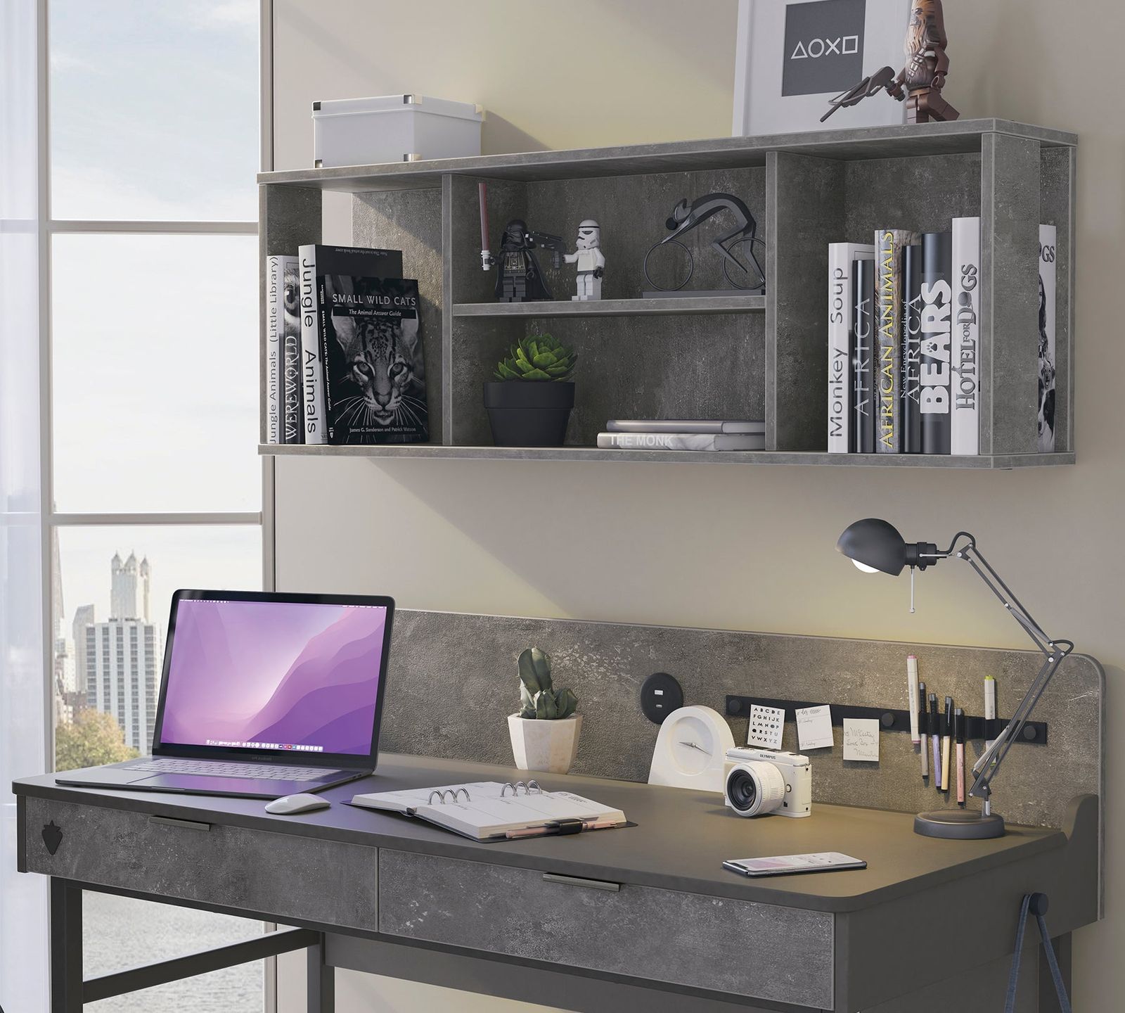 Space Gray Wall Unit by Cilek