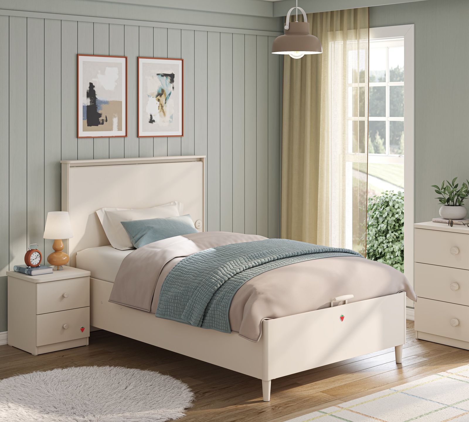 Varia Cream Bed With Base by Cilek