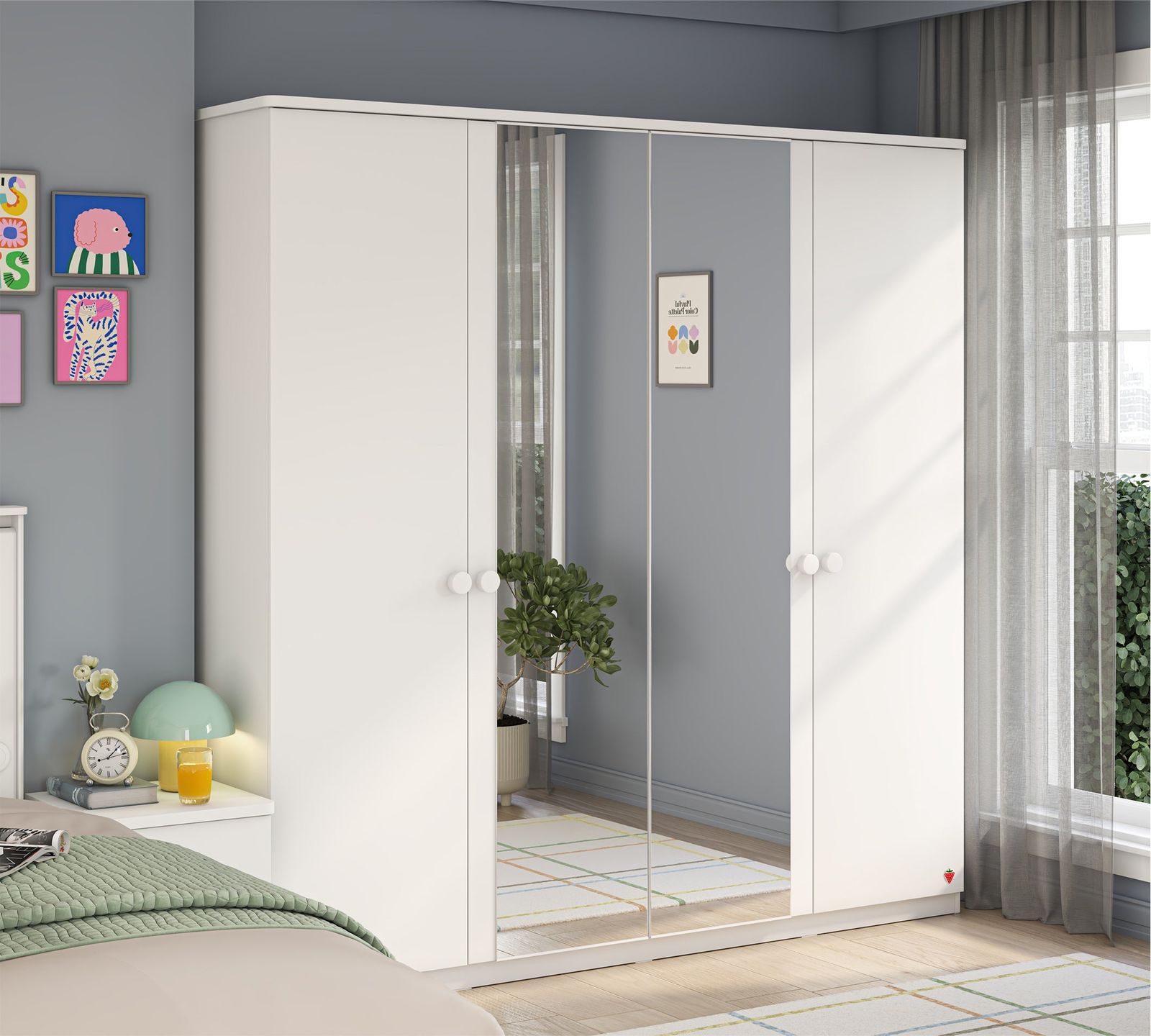 Varia White 4 Doors Wardrobe by Cilek