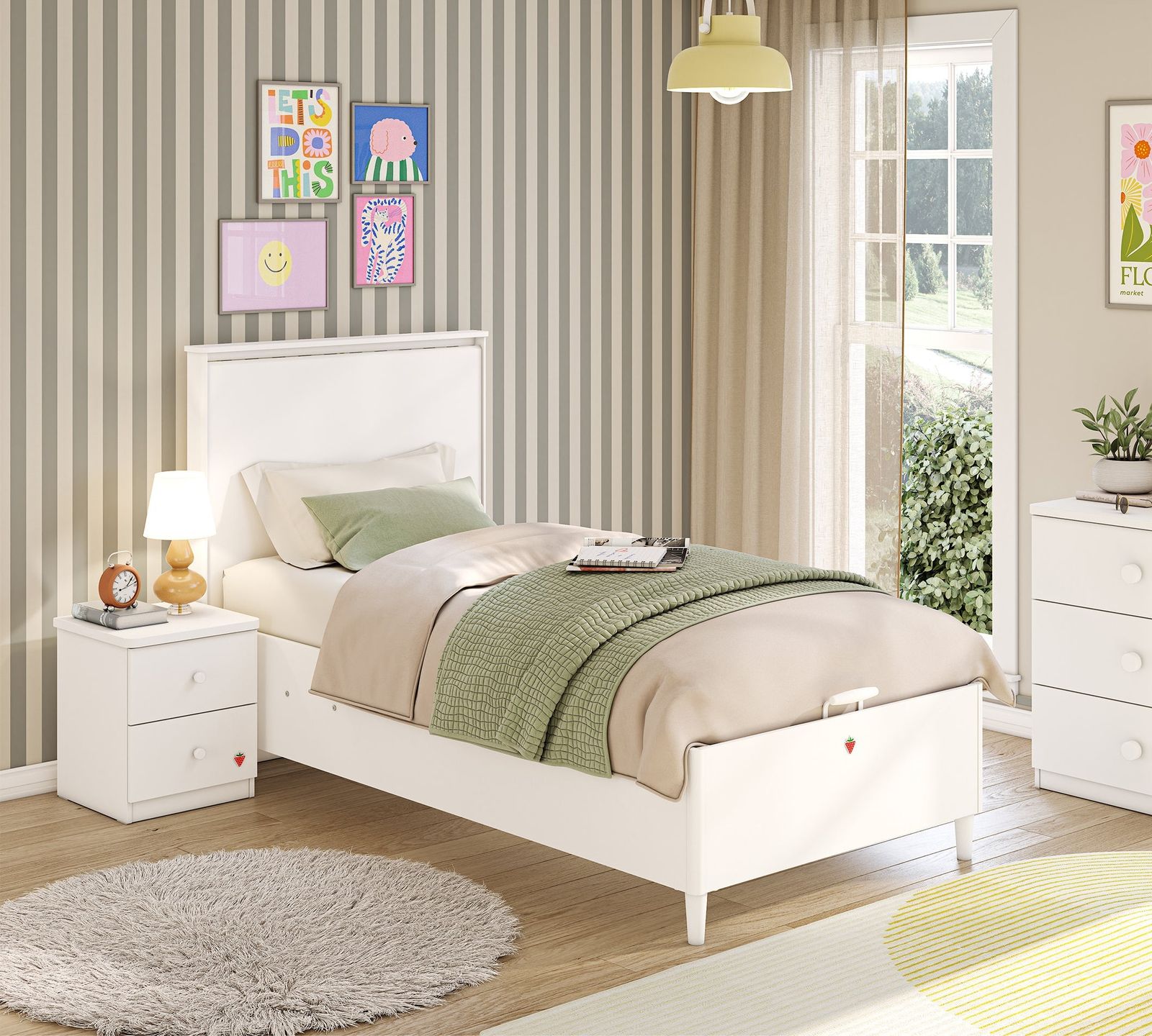 Varia White Bed With Base by Cilek