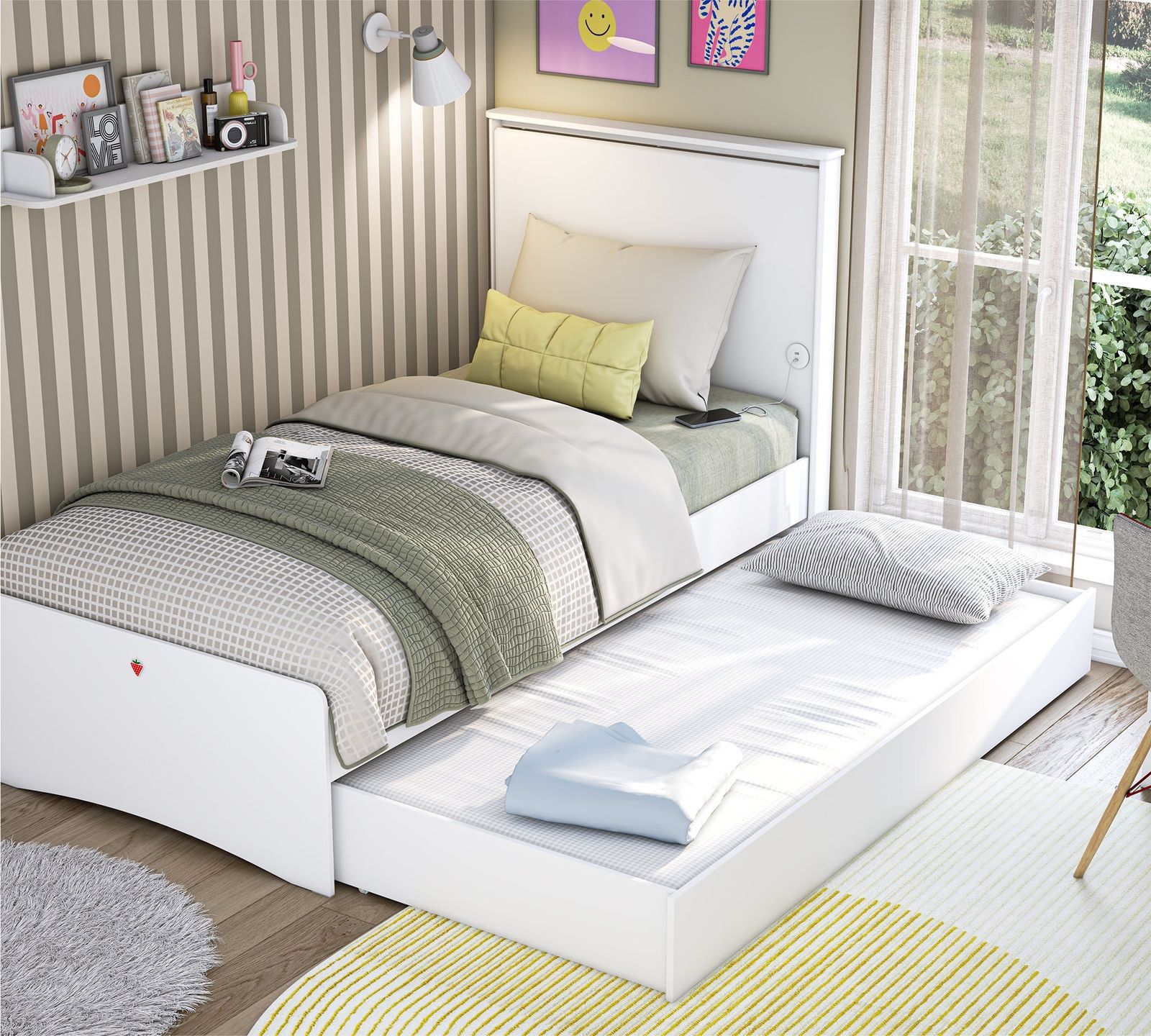 Varia White Pull-out Bed (90x190 cm) by Cilek