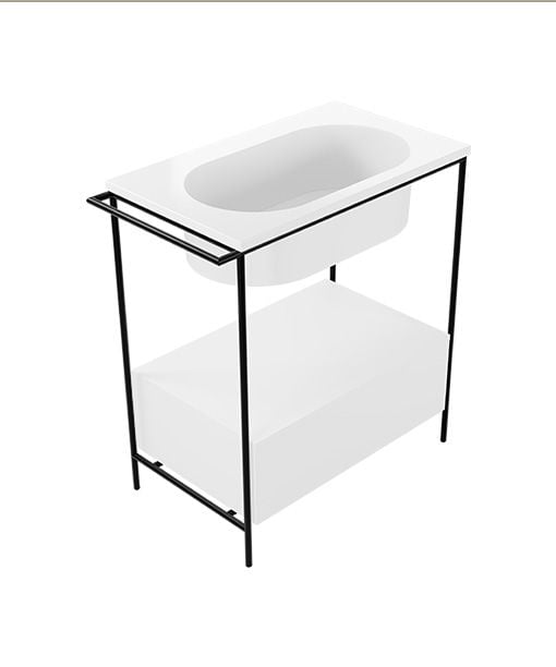 Struttura 86x48xh90 cm nero matt reversibile dx/sx con portasciugamani e cassetto per lavabo da 80 cm by COLAVENE