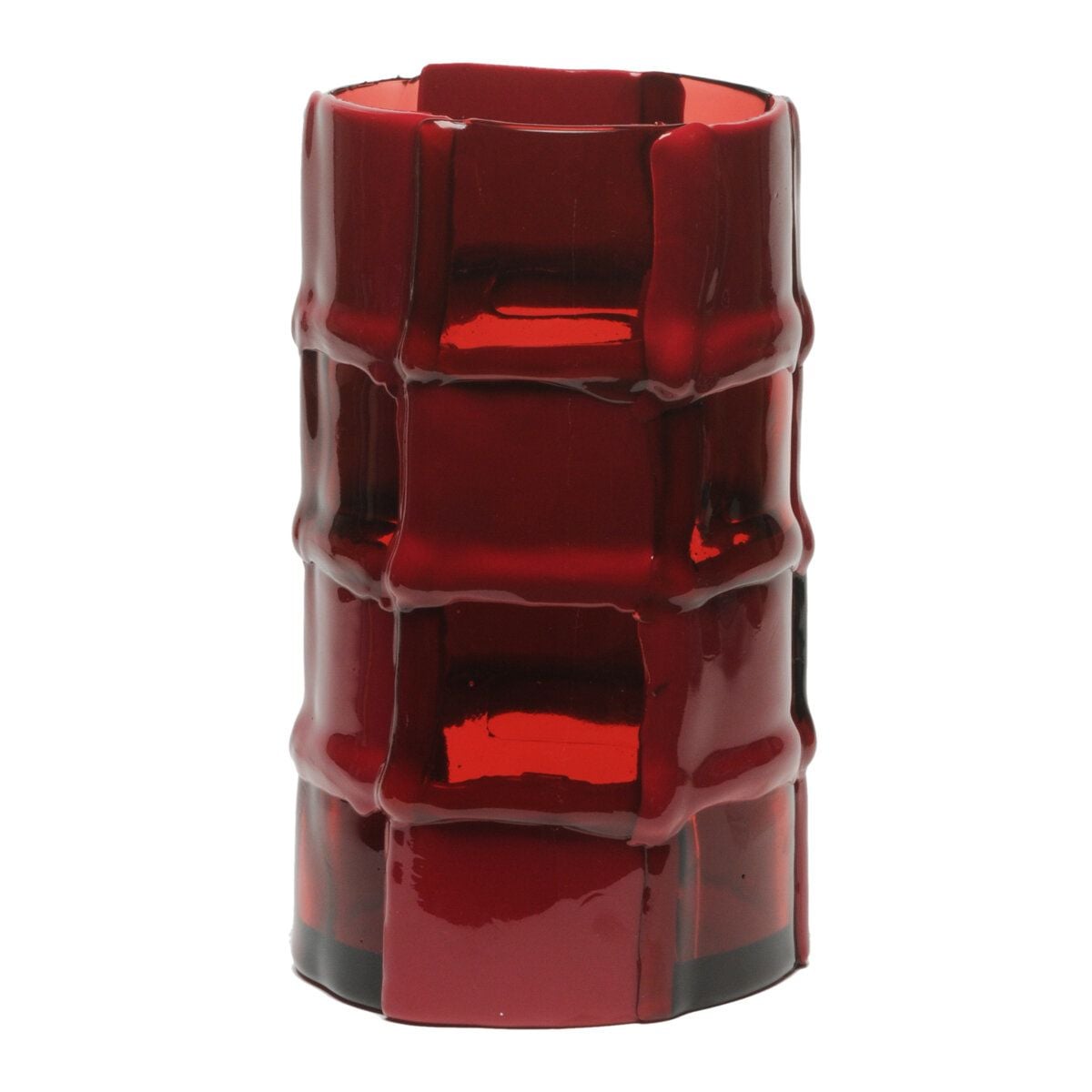 Bamboo Vase - Clear Fuchsia, Matt Cherry by corsi design