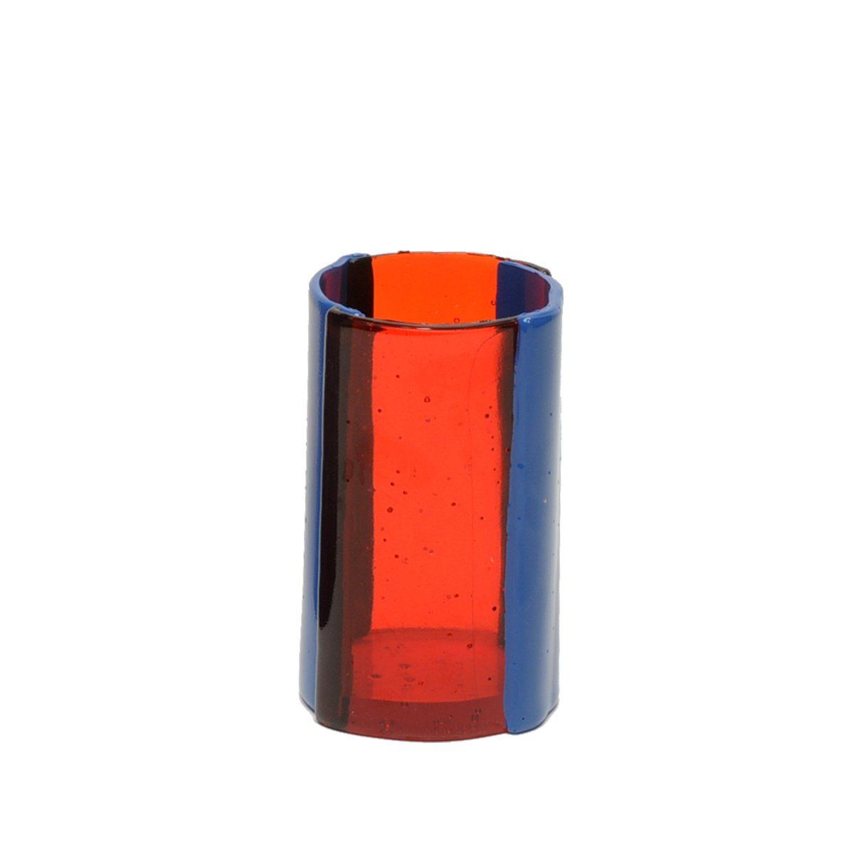 Four Lines Vase - Clear Red And Matt Dark Lavender by corsi design
