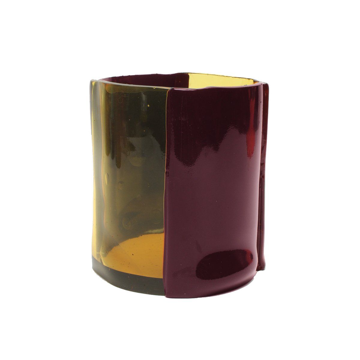 Four Lines Vase - Clear Yellow And Matt Aubergine by corsi design