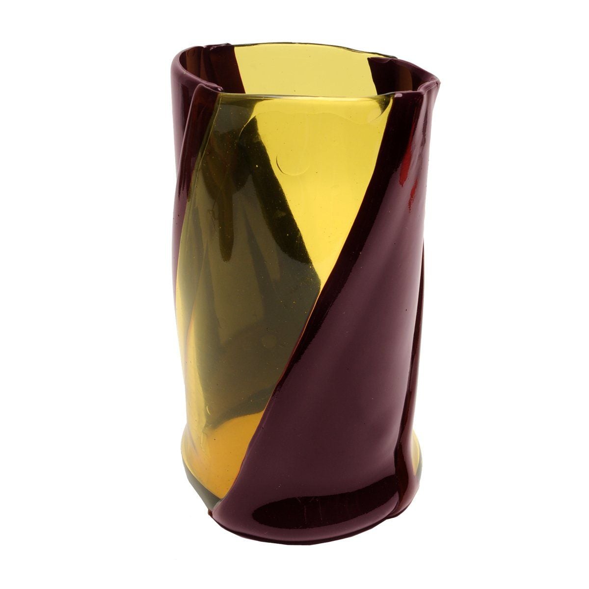 Twirl Vase - Clear Yellow And Matt Aubergine by corsi design