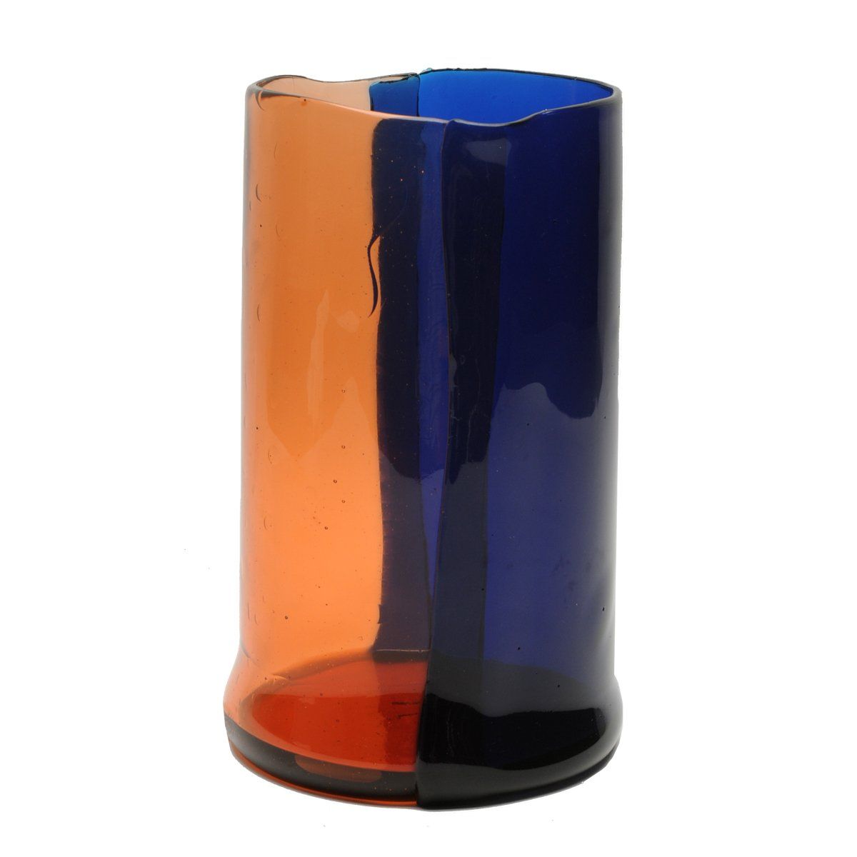 Two Lines Vase - Clear Light Ruby And Clear Blue by corsi design