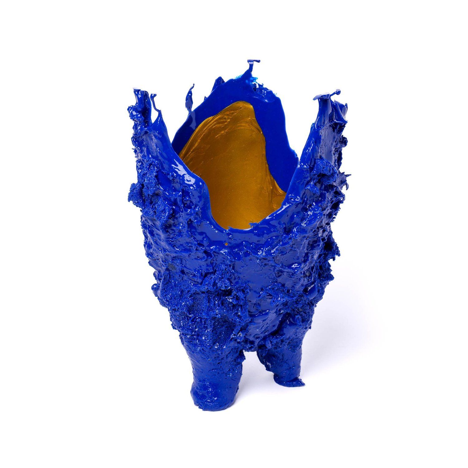 Lava Vase - Matt Blue And Gold by corsi design
