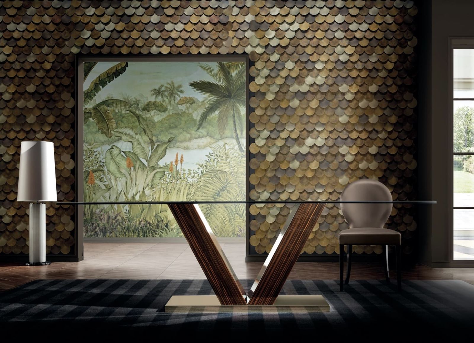 VANITY - Rectangular wood and glass table by Costantini Pietro