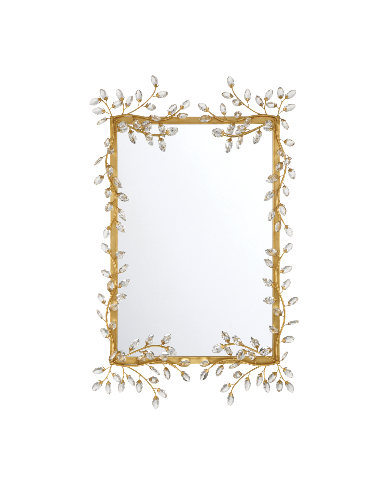 Forget-Me-Not Gold Rectangular Mirror by Currey and Company