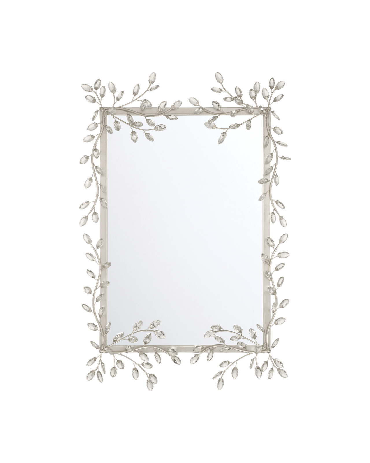 Forget-Me-Not Silver Rectangular Mirror by Currey and Company