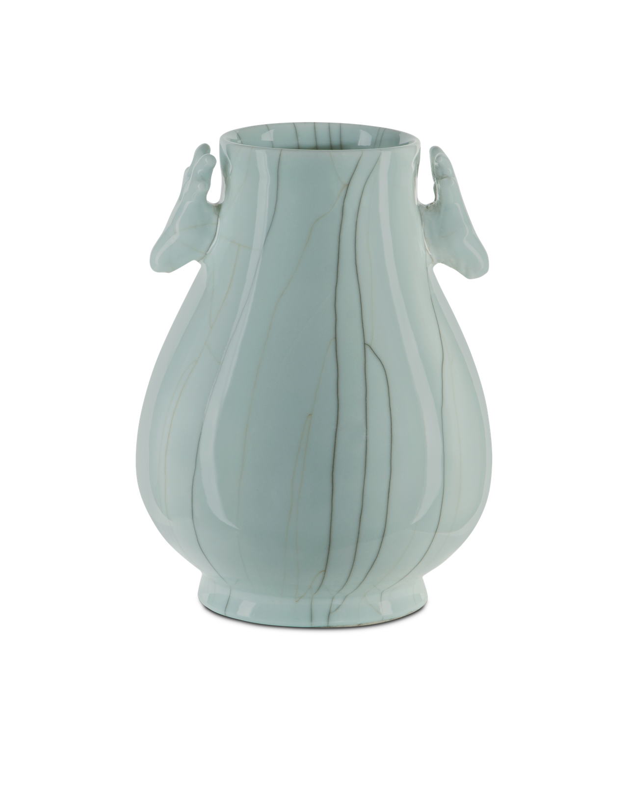 Celadon Crackle Deer Heads Vase by Currey and Company
