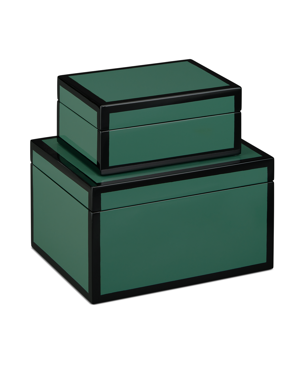 Green Lacquer Box Set of 2 by Currey and Company
