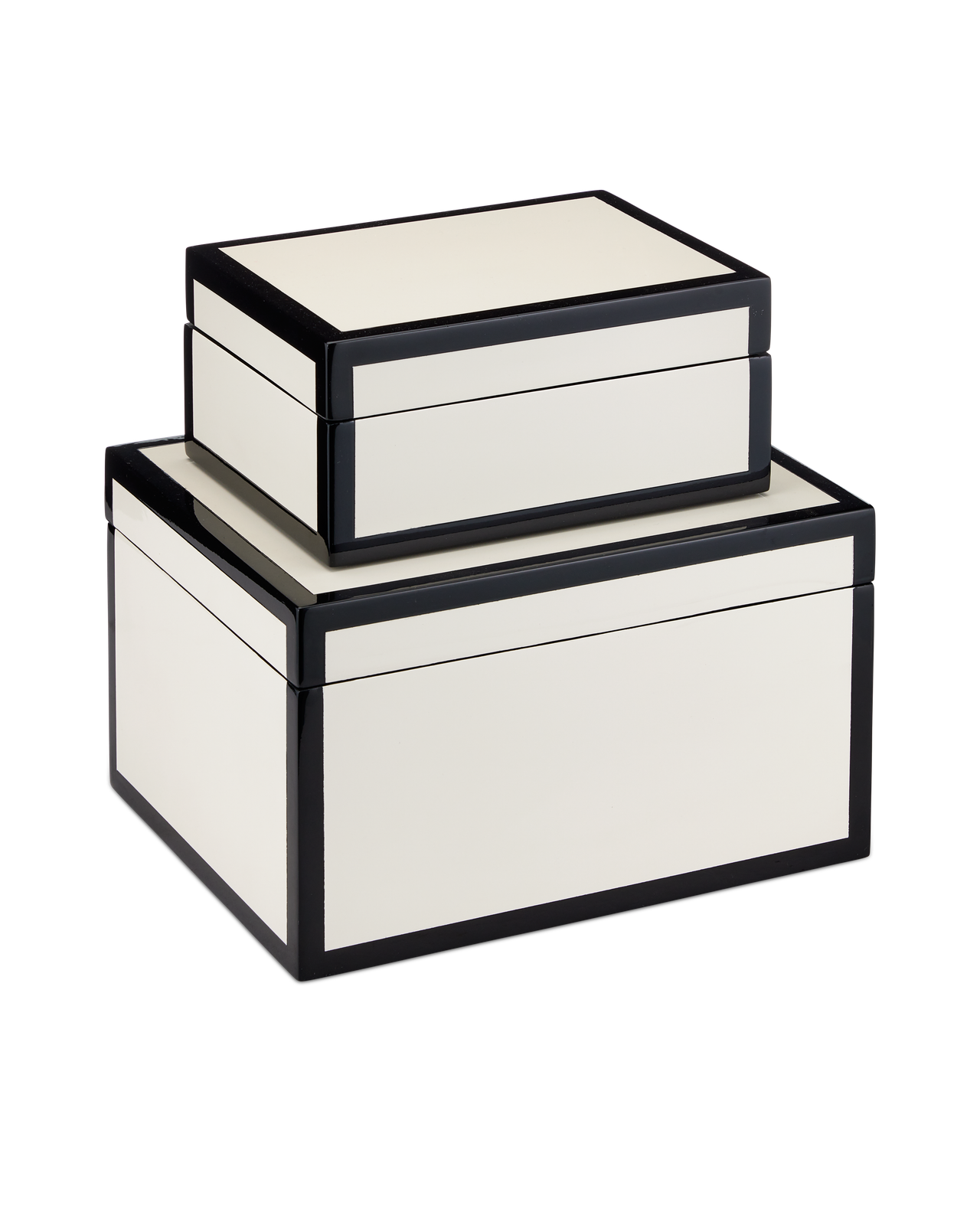 Ivory Lacquer Box Set of 2 by Currey and Company