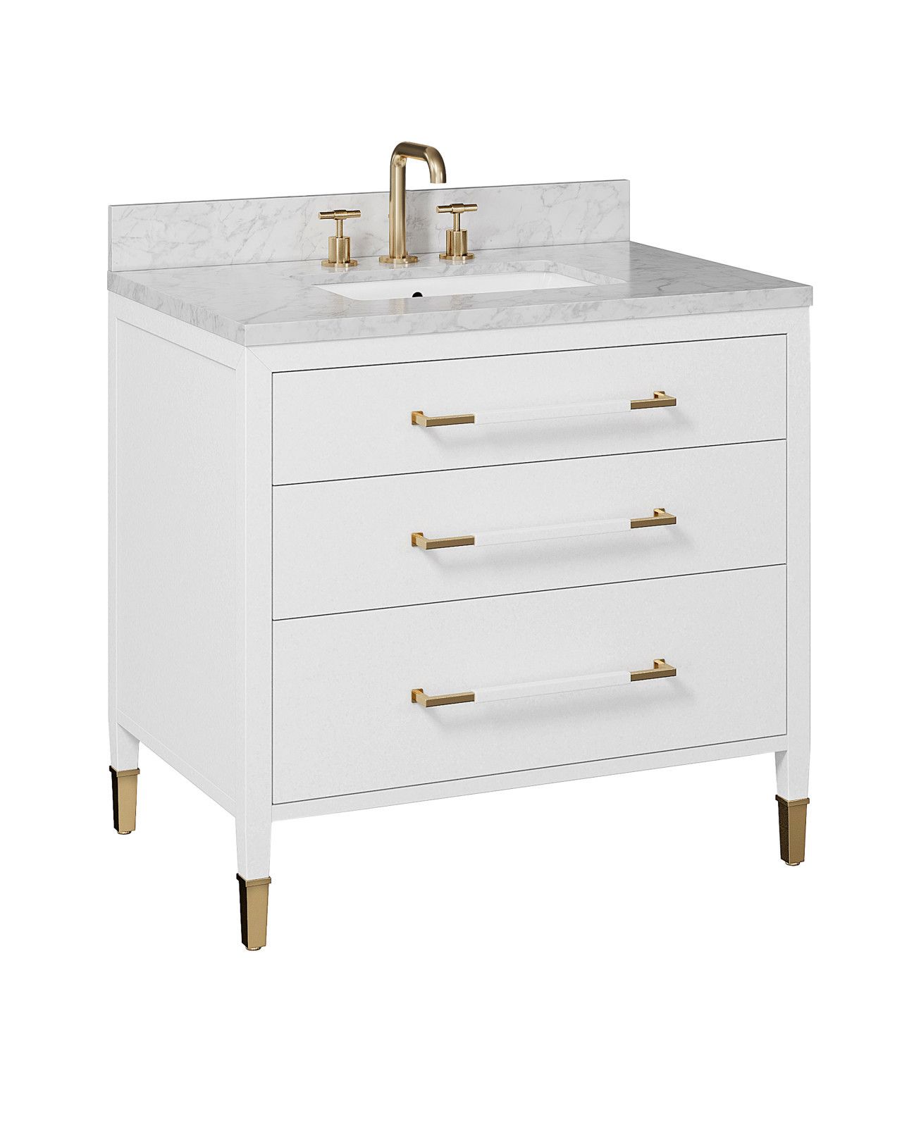 Verona 36" White Vanity with Rectangular Undermount Sink by Currey and Company