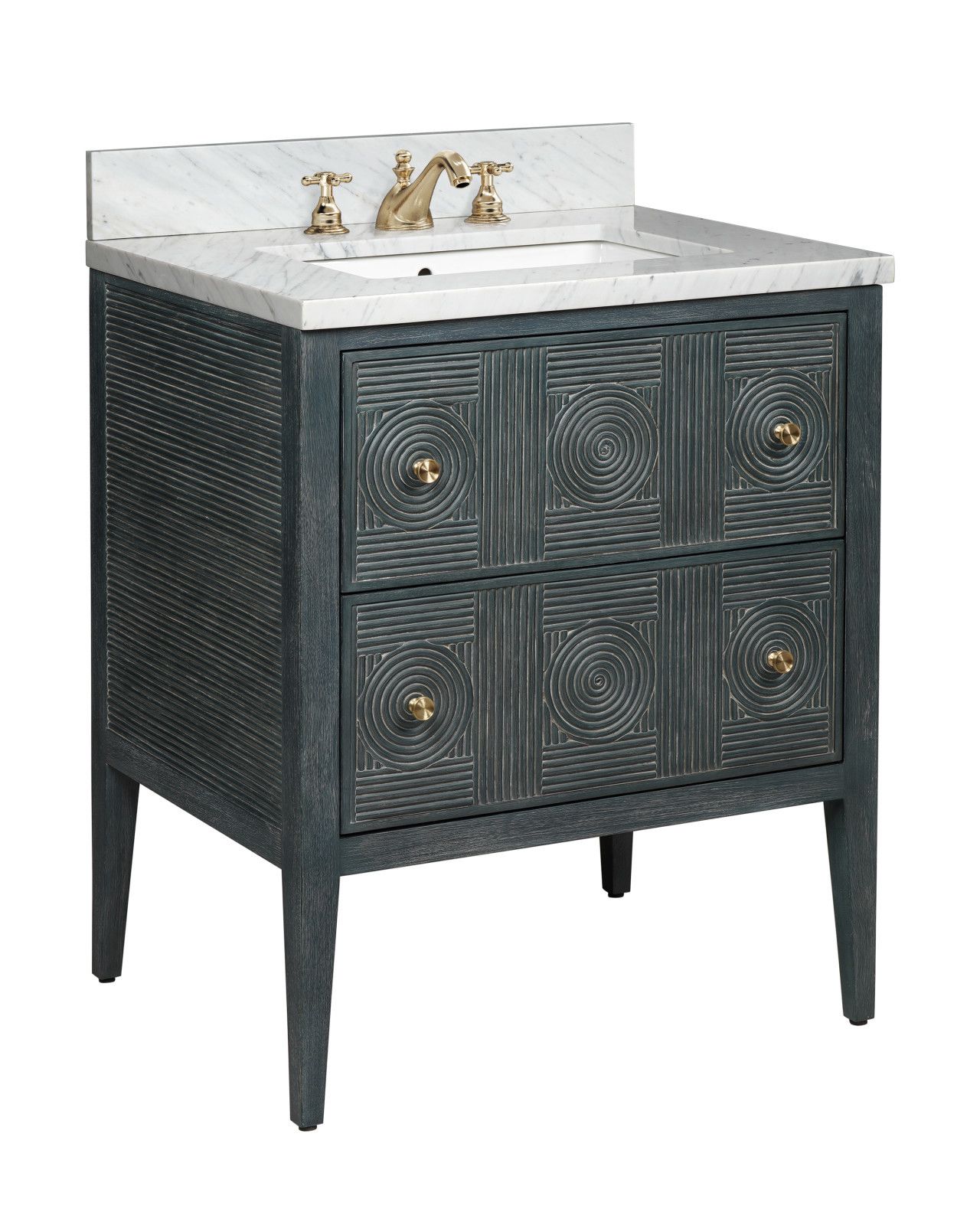 Santos 28" Vintage Navy Vanity with Rectangular Undermount Sink by Currey and Company