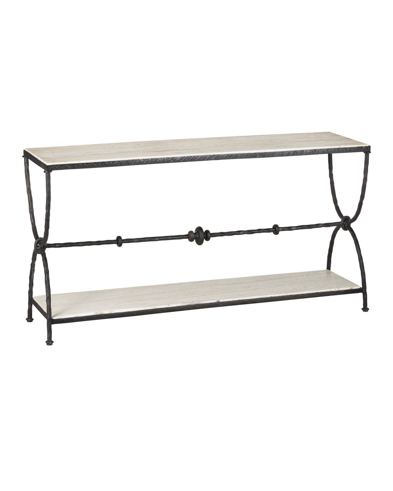Agora White Travertine Console Table by Currey and Company