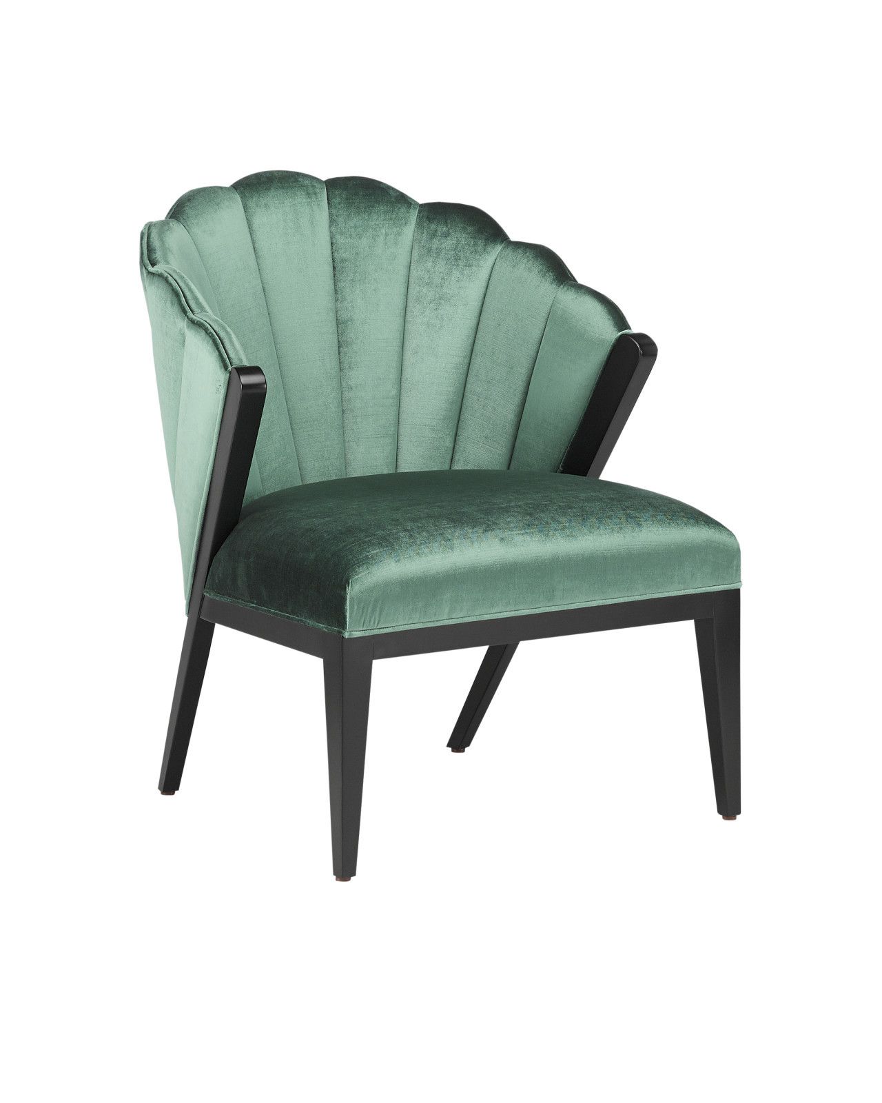 Janelle Black Chair, Velluto Viridian by Currey and Company