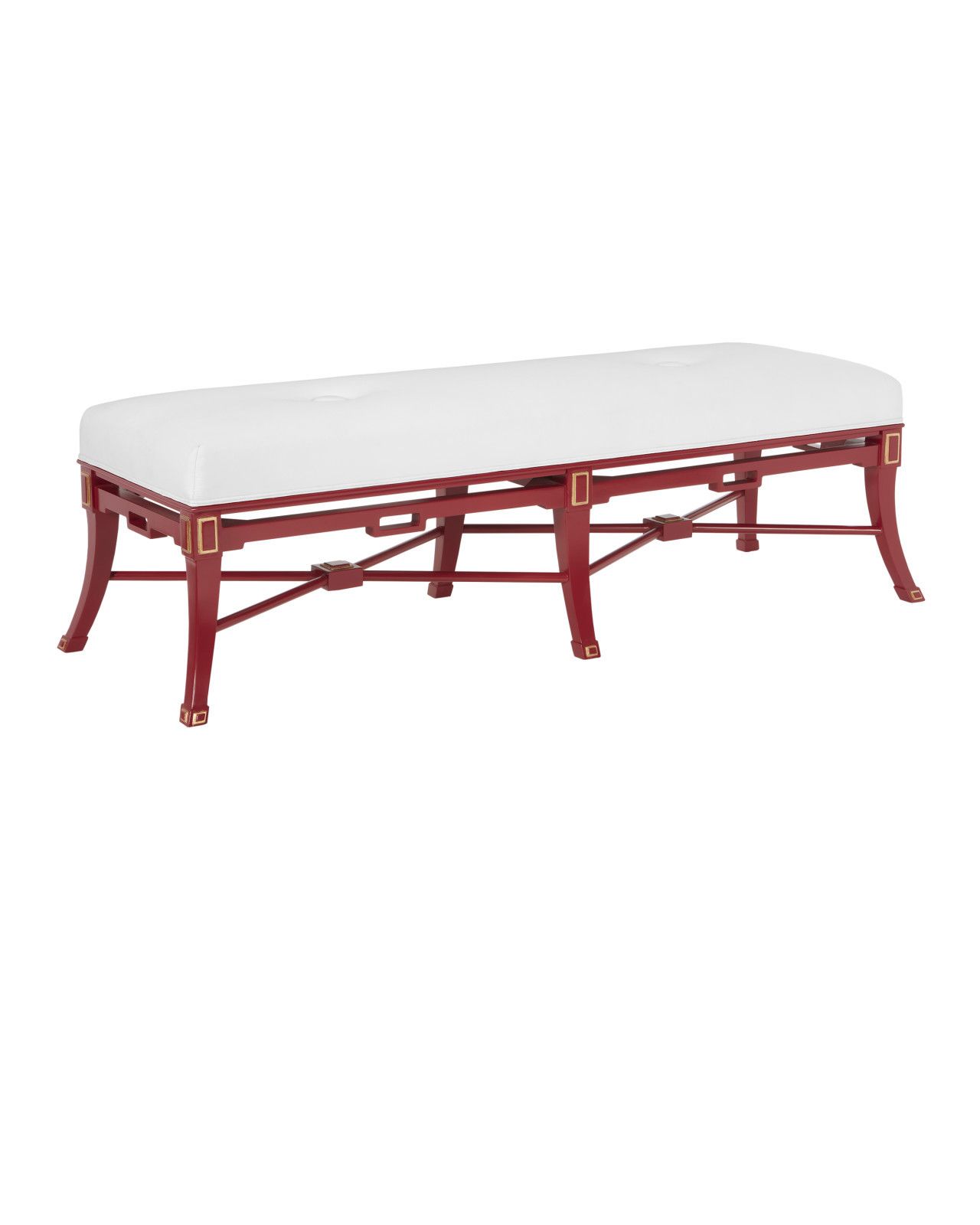 Scarlett Red Bench, Muslin by Currey and Company