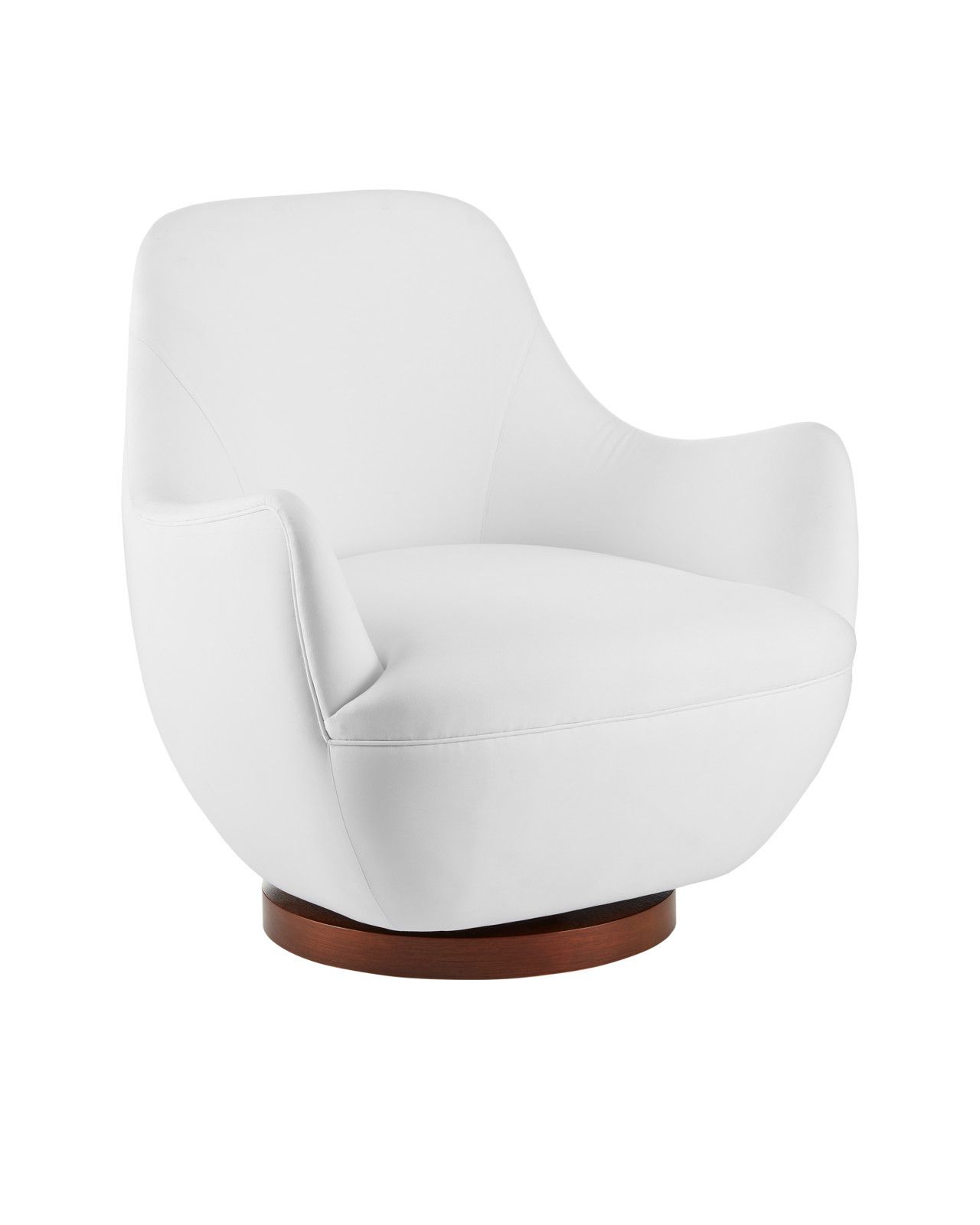 Brene Walnut Swivel Armchair, Muslin by Currey and Company
