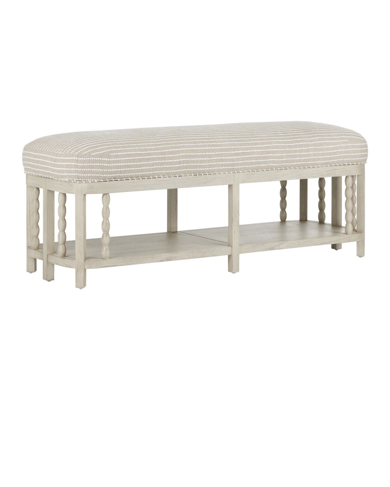 Norene Gray Bench, Demetria Parchment by Currey and Company