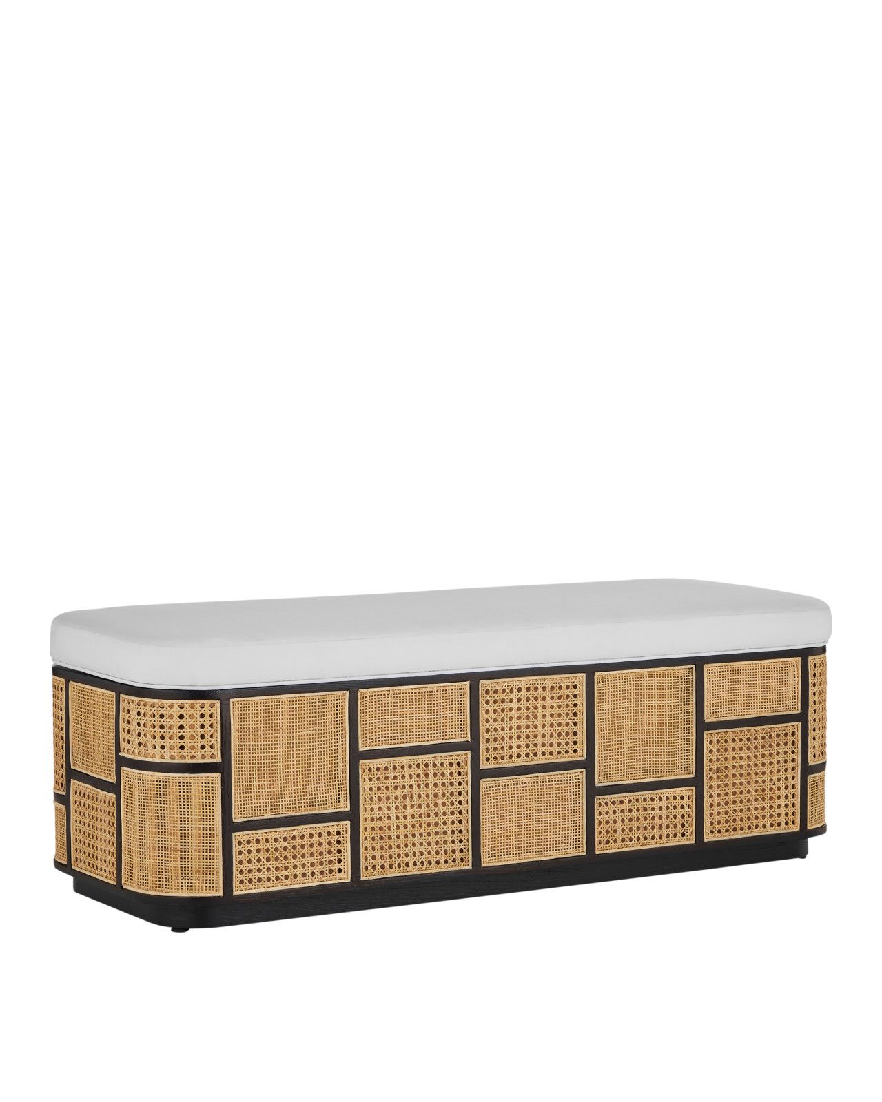 Anisa Black Storage Bench, Muslin by Currey and Company