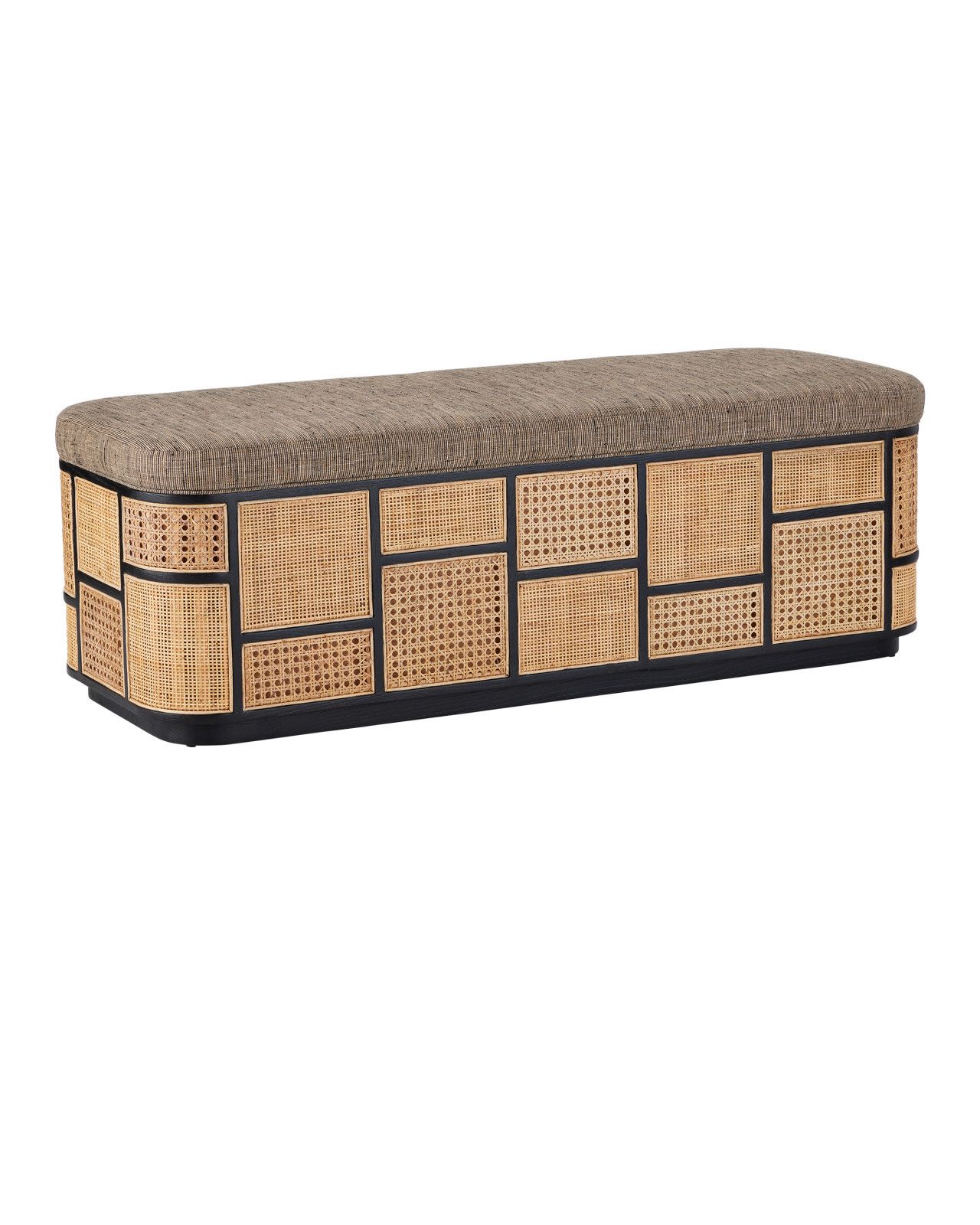Anisa Black Storage Bench, Trailside Natural Instinct Safari by Currey and Company