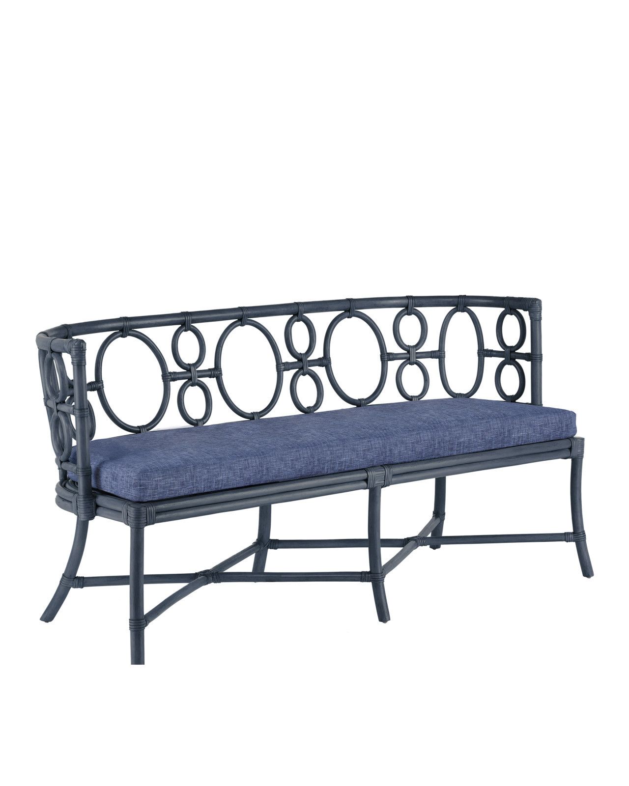 Tegal Navy Bench, Finn Indigo by Currey and Company