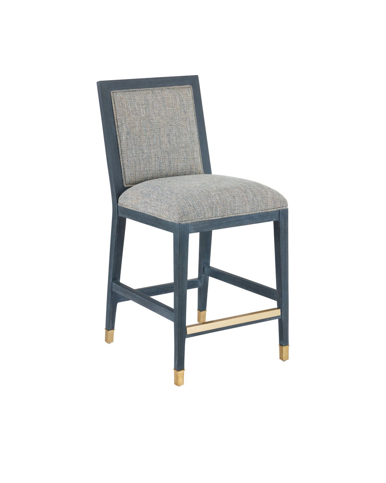 Santos Vintage Navy Counter Stool, Barrett Dusk by Currey and Company