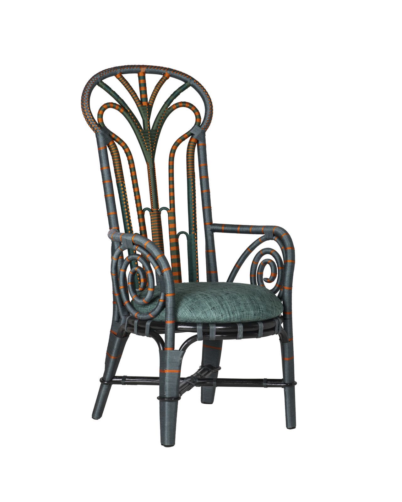 Benin Throne Green Armchair, Trevino Julep by Currey and Company