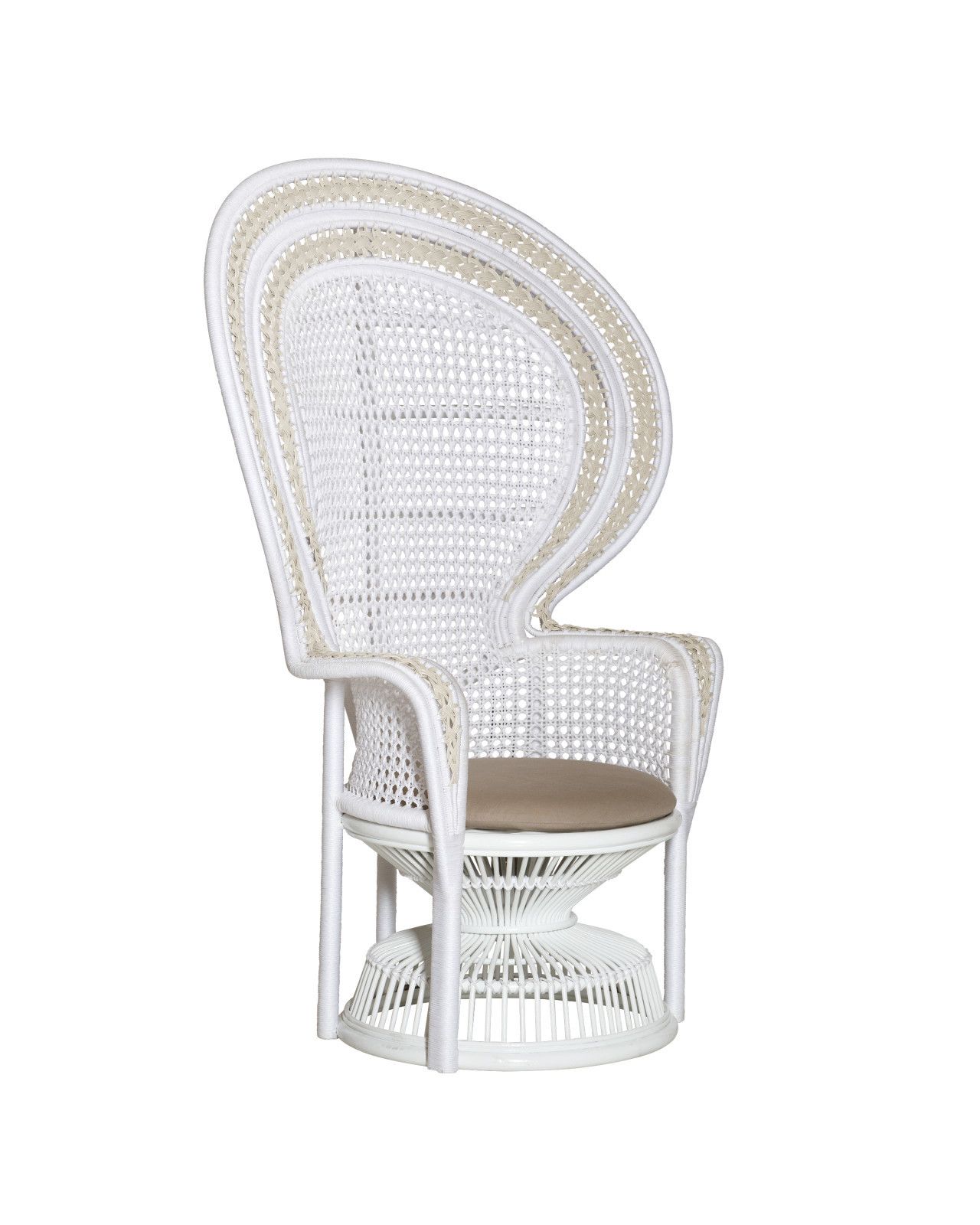 Emanuelle White Armchair, Linho Sand by Currey and Company