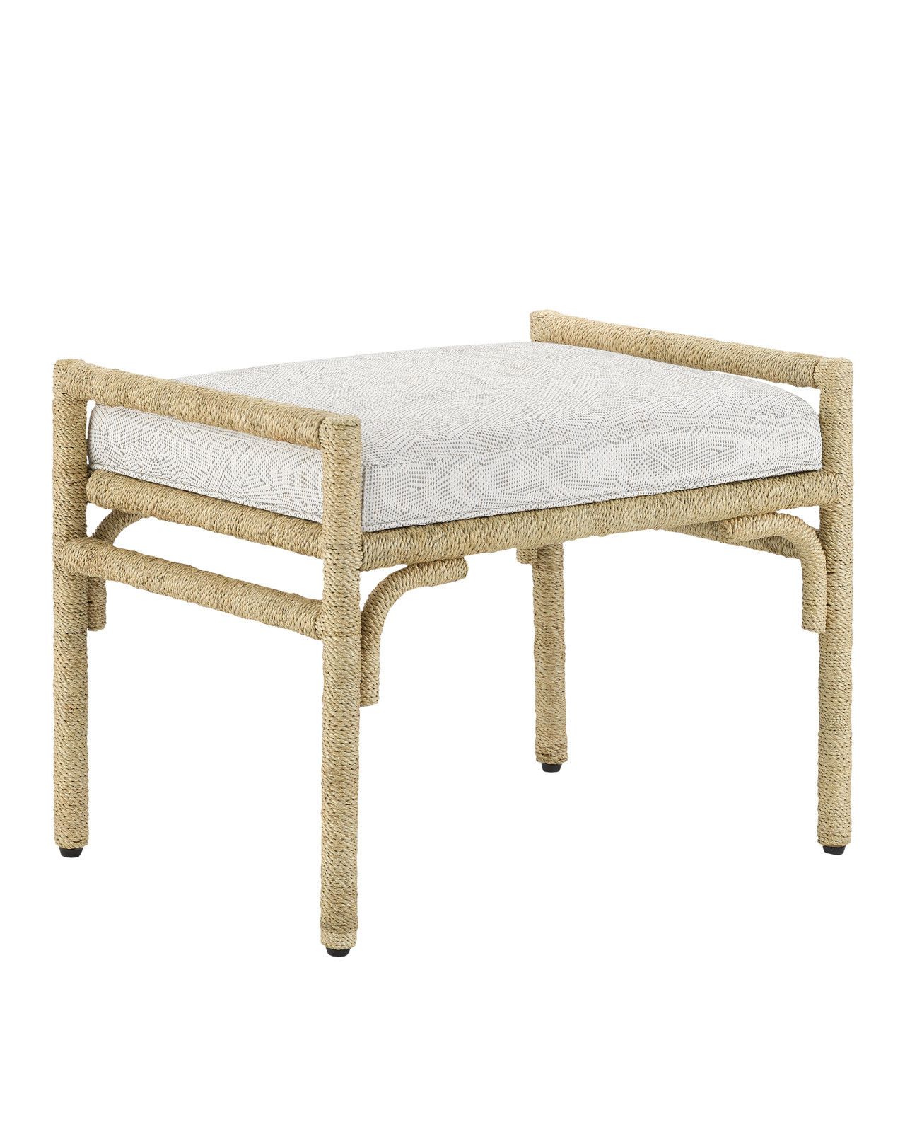 Olisa Natural Ottoman, Rowann Pearl by Currey and Company