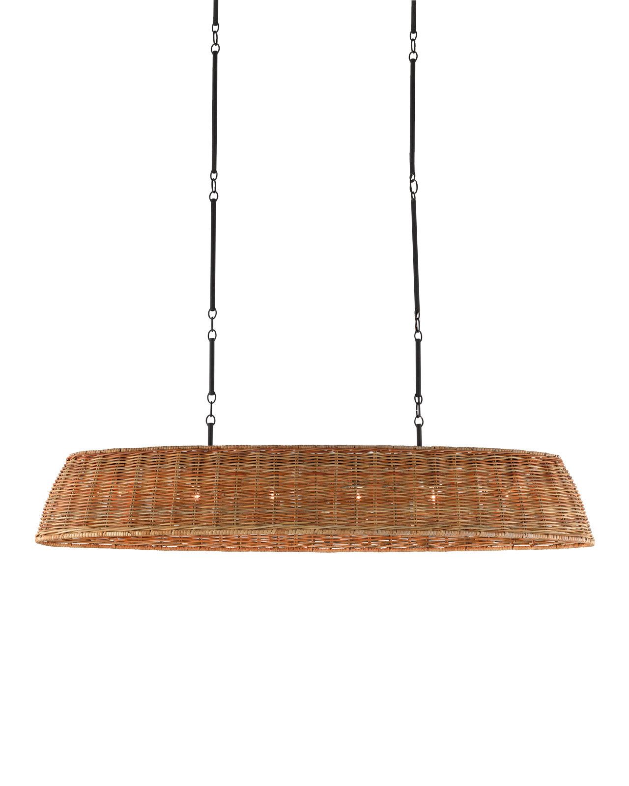 Basket Natural Oval Chandelier by Currey and Company