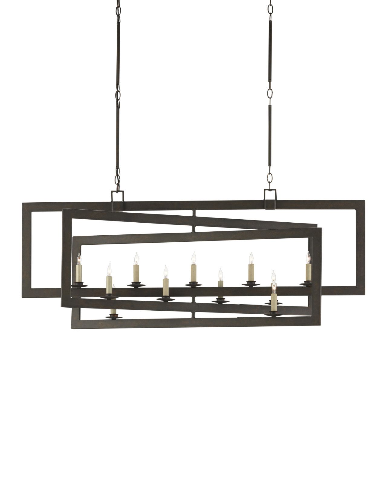 Middleton Rectangular Bronze Chandelier by Currey and Company