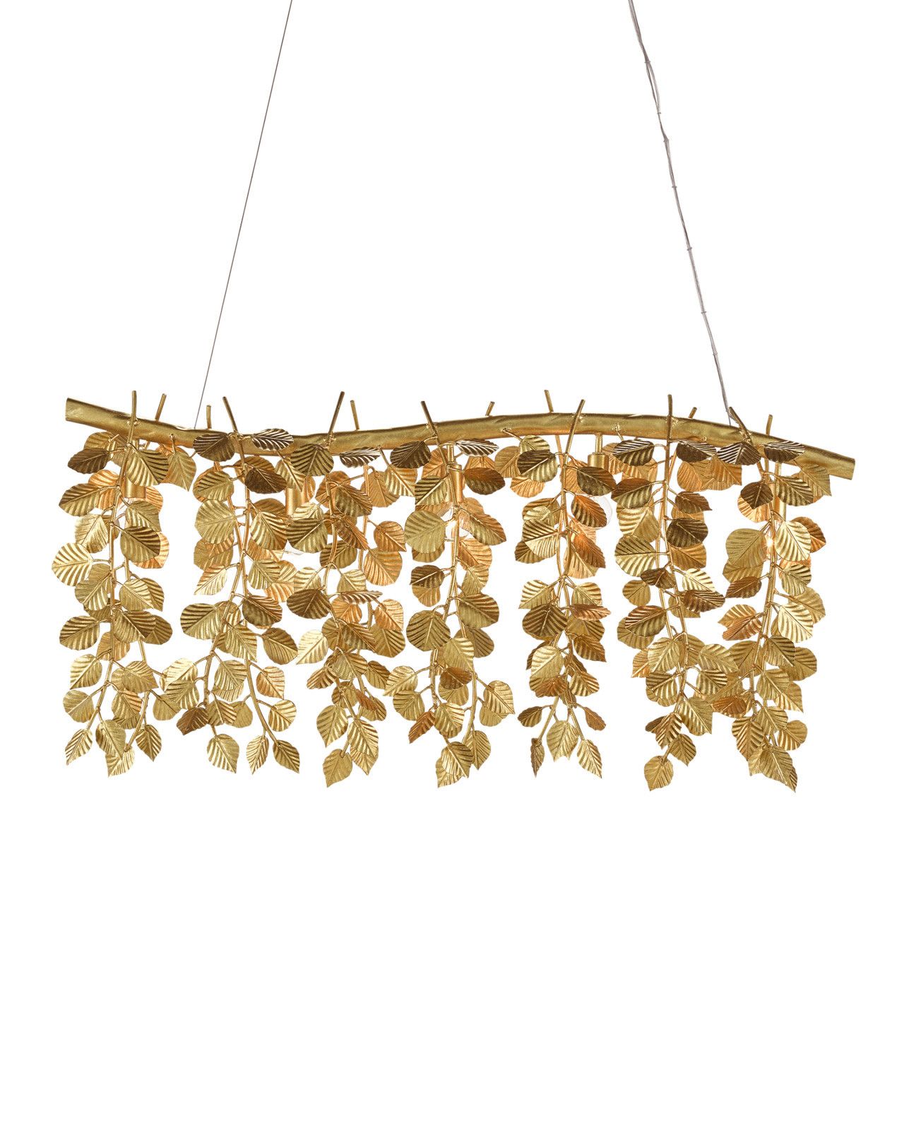 Golden Eucalyptus Rectangular Chandelier by Currey and Company