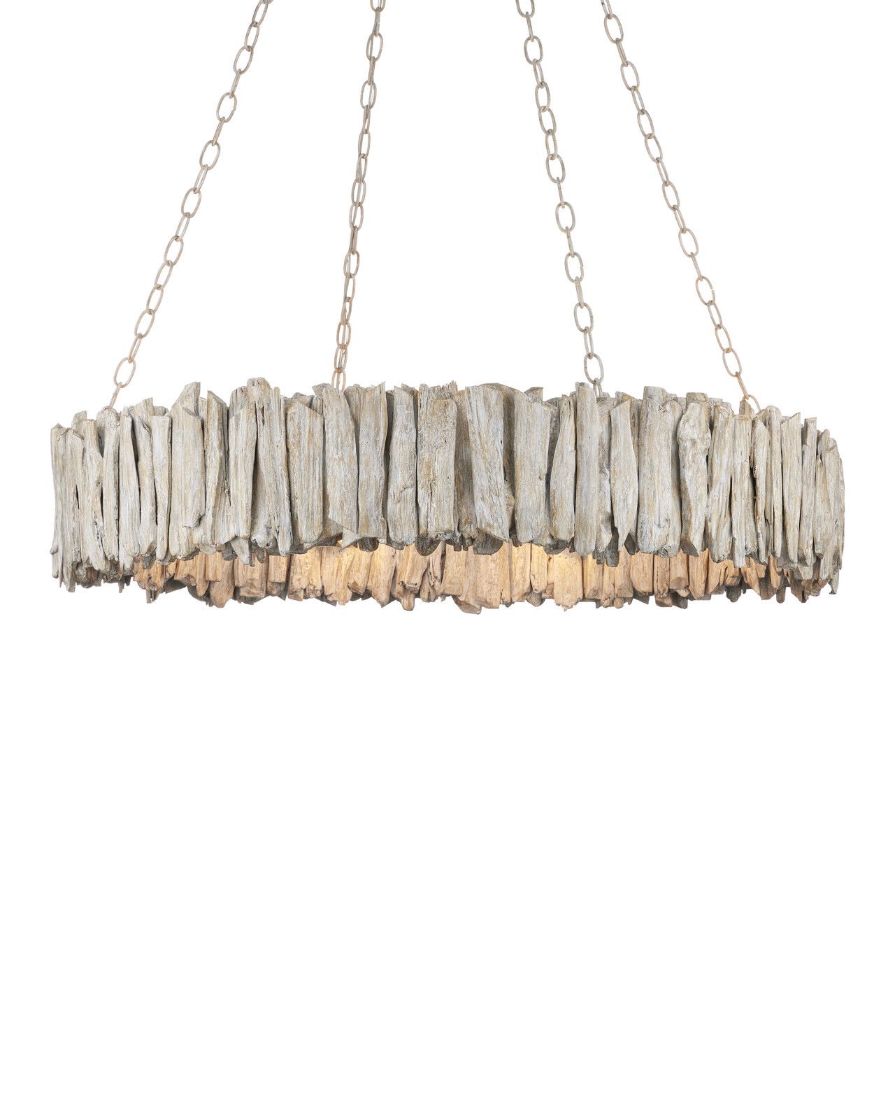 Driftwood Whitewash Ring Chandelier by Currey and Company