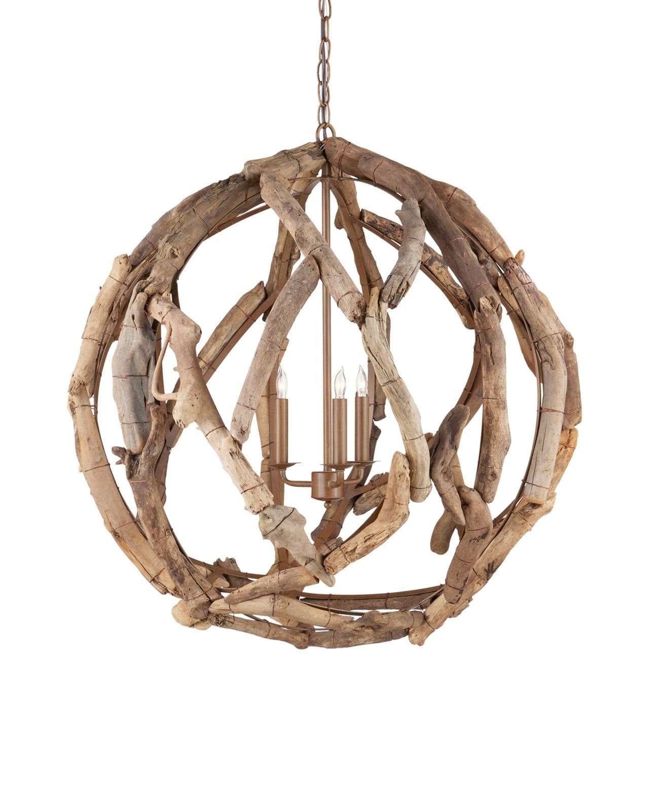 Driftwood Orb Chandelier by Currey and Company