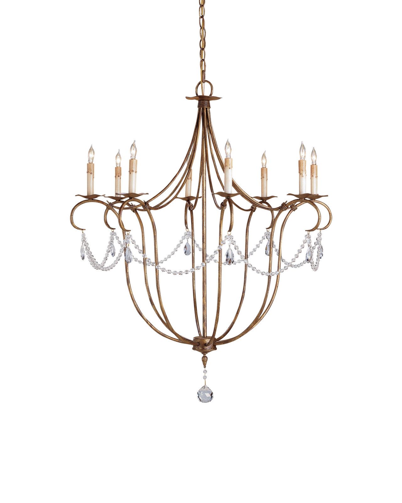 Crystal Lights Large Gold Chandelier by Currey and Company