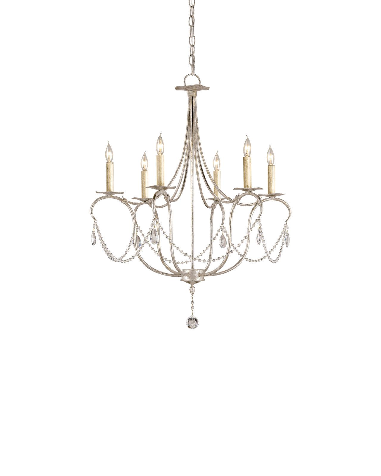 Crystal Lights Small Silver Chandelier by Currey and Company