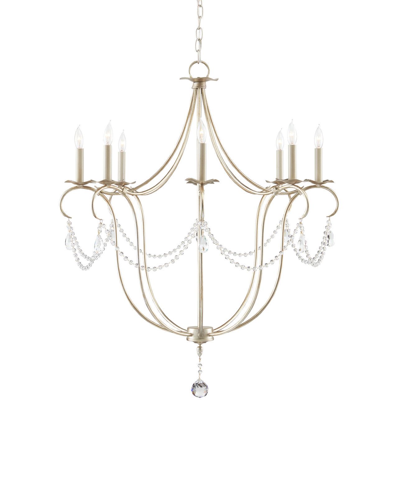 Crystal Lights Large Silver Chandelier by Currey and Company