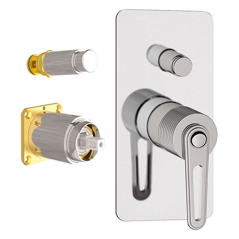 Built-in bath/shower single-lever mixer, Brooklyn series, with diverter, to be combined with the built-in box art. DANBOX. mm Ø 35 cartridge. by Daniel Rubinetterie