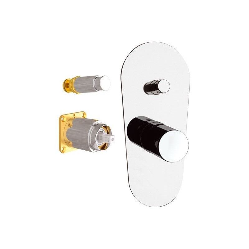 Built-in bath/shower single-lever mixer, Fusion series, with diverter, to be combined with the built-in box art. DANBOX. mm Ø 35 cartridge. by Daniel Rubinetterie