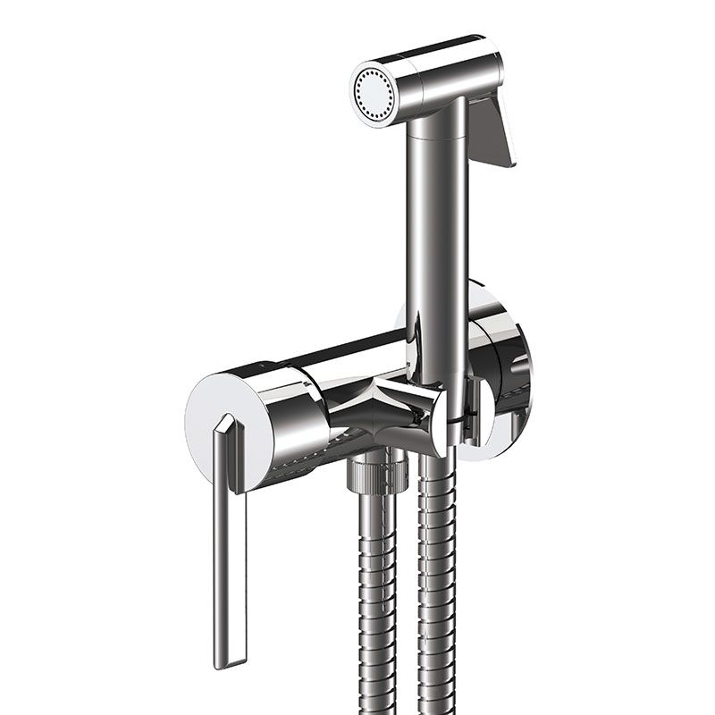 Built-in shut-off mixer with shower holder/water punch on flange, shutoff handshower, all in brass. Flexible hose cm 120.
EXPOSED COMPONENTS ONLY to be combined with the built-in box art. WBOX645 (built-in components only). by Daniel Rubinetterie